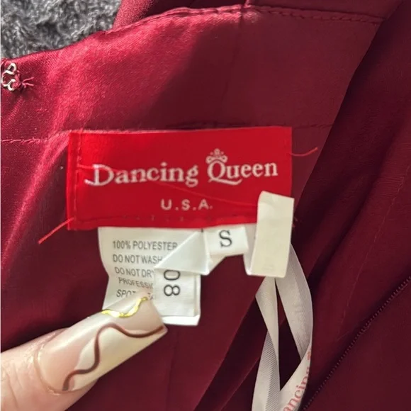 Dancing Queen Burgundy Maxi Dress with Embellished Neckline - Picture 6 of 6